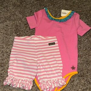 Matilda Jane Bundle - Pink Leotard/Top with Striped Shorts